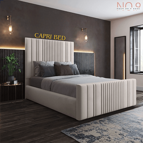 Bournemouth Upholstered Bed Frame With Straight Lines Headboard