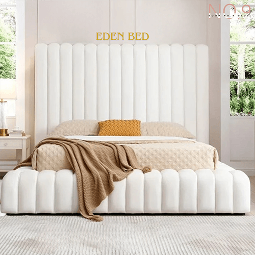 Cardiff Upholstered Ambassador Bed Frame With Full Lines Headboard