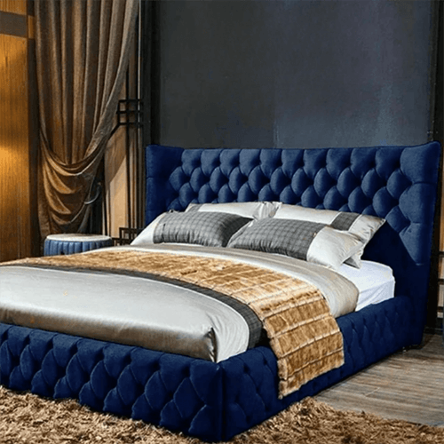 Glasgow Chesterfield Wingback Upholstered Ambassador Bed Frame With Pillow Headboard