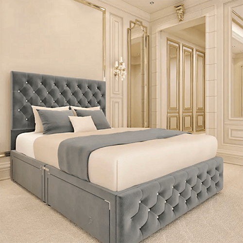 Keele Chesterfield Upholstered Bed Frame With Diamond Headboard