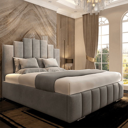 Kingston Upholstered Bed Frame With Mountain Headboard