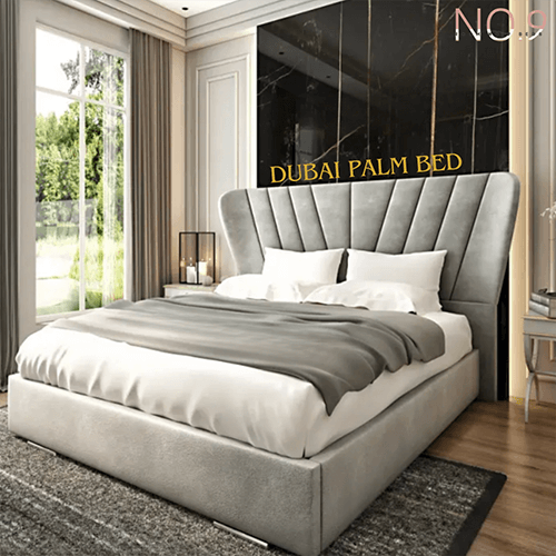 Oxford Chesterfield Upholstered Bed Frame With Lines Border Headboard